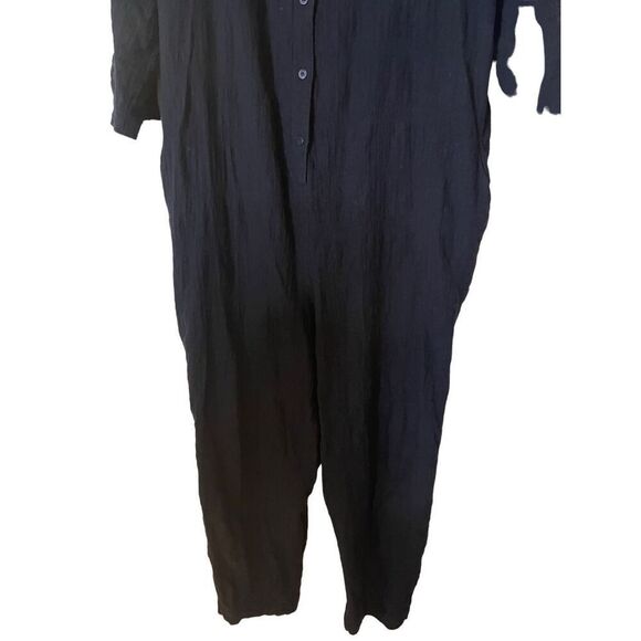 Hatch Maternity Size 3 Large Button Jumper Jumpsuit Black V Neck Long Sleeves - Picture 8 of 9